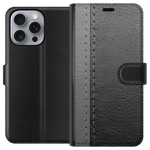 Apple iPhone 16 Pro Max Musta Lompakkokotelo Grått Fake Läder