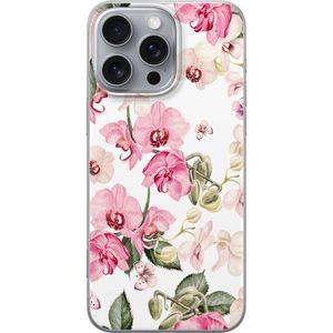 Apple iPhone 16 Pro Max Gjennomsiktig Telefondeksel Rosa blommor