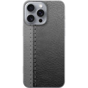 Apple iPhone 16 Pro Max Transparent Mobilskal Grått Fake Läder