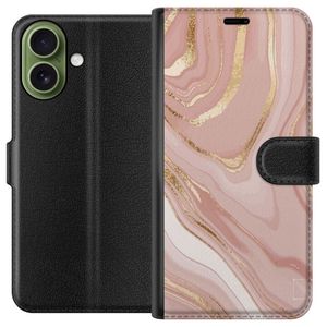 Apple iPhone 17 Sort Tegnebogsetui Ljusrosa marmor