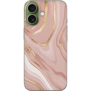 Apple iPhone 17 Läpinäkyvä Puhelinkotelo Ljusrosa marmor