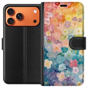 Apple iPhone 17 Pro Max Musta Lompakkokotelo Miniatyrblommor