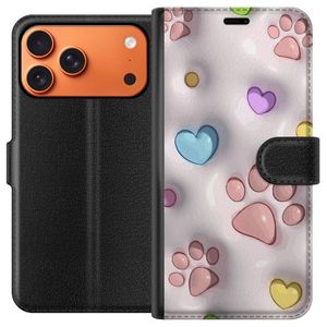 Apple iPhone 17 Pro Max Musta Lompakkokotelo Fluffiga Tassar