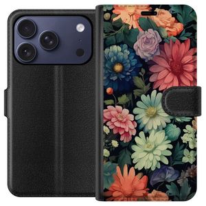 Apple iPhone 18 Pro Musta Lompakkokotelo Färglada blommor