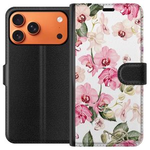 Apple iPhone 18 Pro Max Musta Lompakkokotelo Rosa blommor