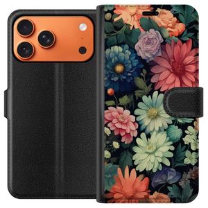 Apple iPhone 18 Pro Max Musta Lompakkokotelo Färglada blommor
