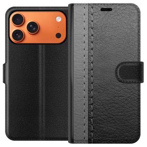 Apple iPhone 18 Pro Max Musta Lompakkokotelo Grått Fake Läder