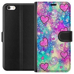 Apple iPhone 5 Sort Tegnebogsetui Enhörning och hjärtan
