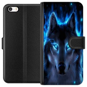 Apple iPhone 5s Svart Plånboksfodral Blå Varg