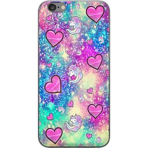Apple iPhone 6 Plus Läpinäkyvä Puhelinkotelo Enhörning och hjärtan