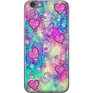 Apple iPhone 6s Gennemsigtigt Telefoncover Enhörning och hjärtan