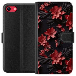 Apple iPhone 7 Musta Lompakkokotelo Intensiva blommor