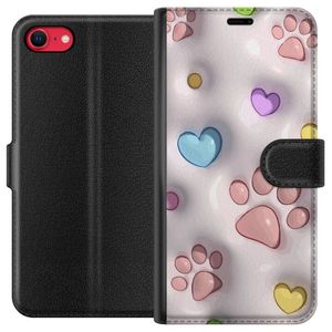 Apple iPhone 7 Svart Plånboksfodral Fluffiga Tassar