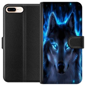Apple iPhone 7 Plus Svart Plånboksfodral Blå Varg