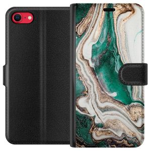 Apple iPhone 8 Musta Lompakkokotelo Grön / Guld marmor