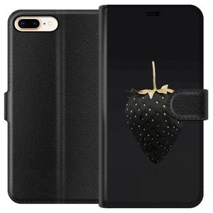 Apple iPhone 8 Plus Svart Plånboksfodral Exklusiv Jordgubbe