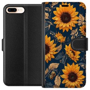 Apple iPhone 8 Plus Svart Plånboksfodral Solrosor