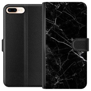 Apple iPhone 8 Plus Svart Plånboksfodral Svart marmor