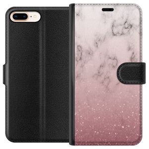 Apple iPhone 8 Plus Svart Plånboksfodral Glitter och marmor