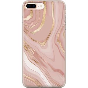 Apple iPhone 8 Plus Gennemsigtigt Telefoncover Ljusrosa marmor