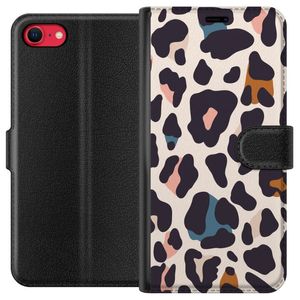 Apple iPhone SE (2020) Svart Plånboksfodral Leopardmönster