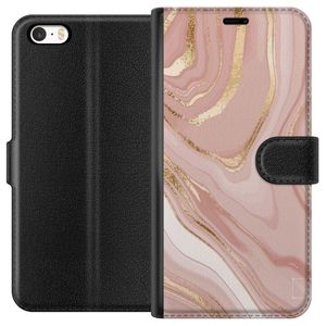 Apple iPhone SE (2016) Svart Plånboksfodral Ljusrosa marmor