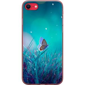 Apple iPhone SE (2022) Läpinäkyvä Puhelinkotelo Blå fjäril
