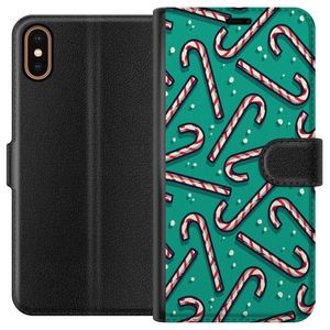 Apple iPhone X Sort Lommebokdeksel Polkagris Mönster