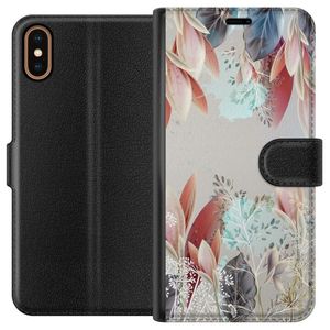 Apple iPhone X Svart Plånboksfodral Blommor
