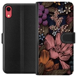 Apple iPhone XR Svart Plånboksfodral Tecknade blommor