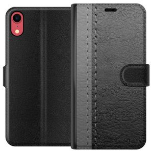 Apple iPhone XR Svart Plånboksfodral Grått Fake Läder