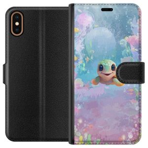 Apple iPhone XS Svart Plånboksfodral Glad Sköldpadda