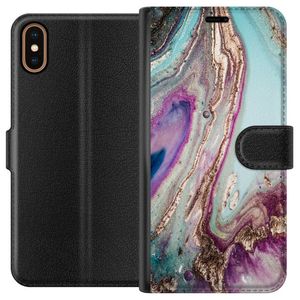 Apple iPhone XS Svart Plånboksfodral Lila marmor
