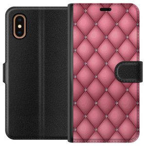 Apple iPhone XS Max Musta Lompakkokotelo Exklusivt Rosa Mönster