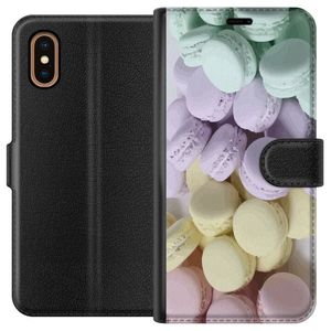 Apple iPhone XS Max Musta Lompakkokotelo Macarons