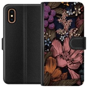 Apple iPhone XS Max Svart Plånboksfodral Tecknade blommor