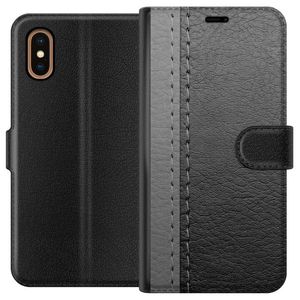 Apple iPhone XS Max Sort Lommebokdeksel Grått Fake Läder