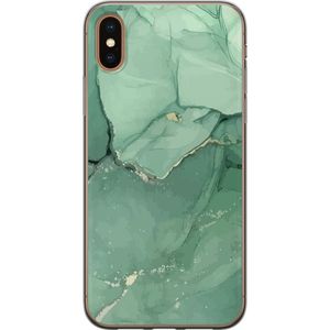 Apple iPhone XS Max Läpinäkyvä Puhelinkotelo Grön Marmor