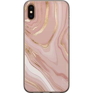 Apple iPhone XS Max Gjennomsiktig Telefondeksel Ljusrosa marmor