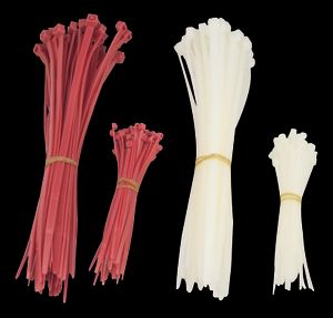 Deltaco kabelbånd 100 mm og 200 mm 200-pakning – rød/hvit