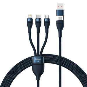 Baseus Flash II 3-i-2 USB/USB-C to Lightning/Micro/USB-C 100W, 1.2m - Blue