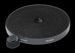 Deltaco borrelås på rull – svart, 10 mm x 5 m