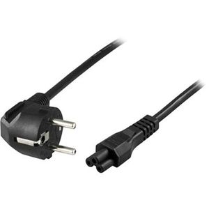 Vinklet CEE 7/7 til rett IEC C5 enhetskabel 0,2 m – svart