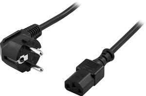 Strømkabel vinklet CEE 7/7 til rett IEC C13 1 meter – svart