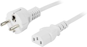 Enhetskabel 1m hvit – CEE 7/7 til IEC C13 for PC og kontor