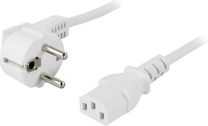 Vinklet CEE 7/7 til rett IEC C13 strømkabel 0,2 m - hvit