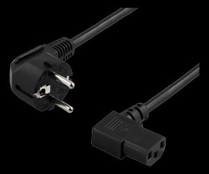 Strømkabel vinklet CEE 7/7 til vinklet IEC 60320 C13, 10 m – svart