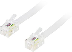 Modulaarikaapeli 4P4C (RJ9/RJ10/RJ22), 1,5m - valkoinen