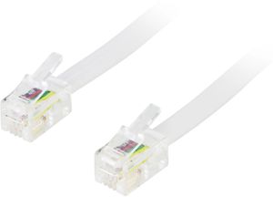 Modular-kaapeli 4P4C (RJ9/RJ10/RJ22), 10m, valkoinen