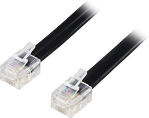 Modular cable RJ12/6C, 2m - musta